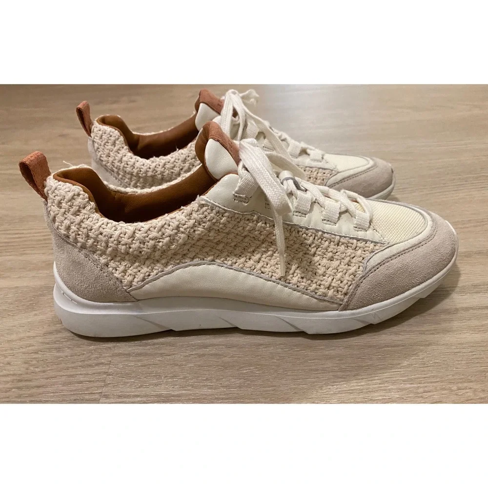 Sezane Sama‎ Sneakers 40 US 9 Ecru Multi Woven Crochet Suede Shoes Preppy Boho
